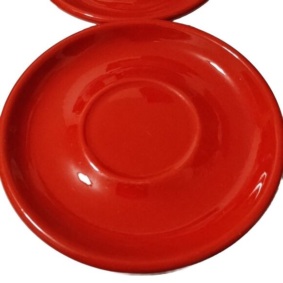 Set of 4 Waechtersbach Germany Red Heart Earthenware Coffee Cup SAUCER Plates - Picture 5 of 10